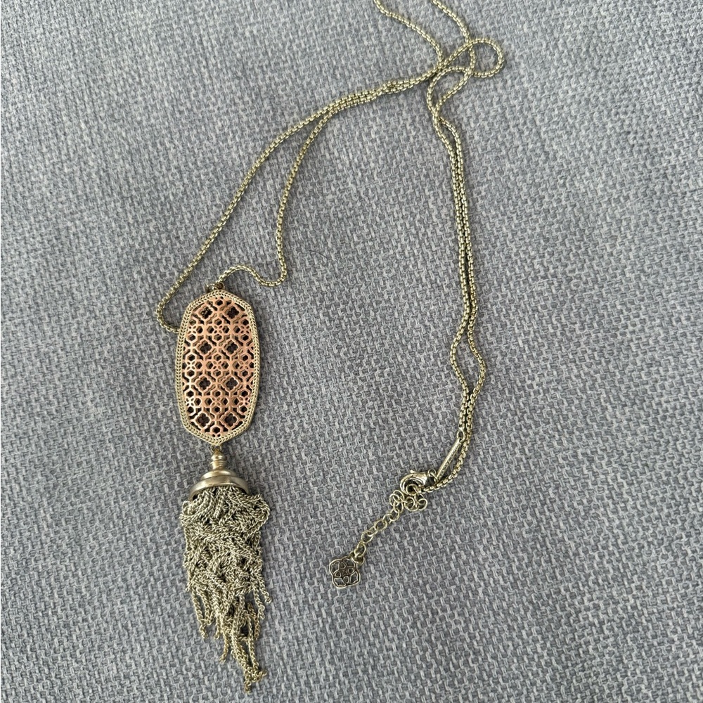 Kendra Scott Gold and Rose Gold Necklace with Dual Pendants